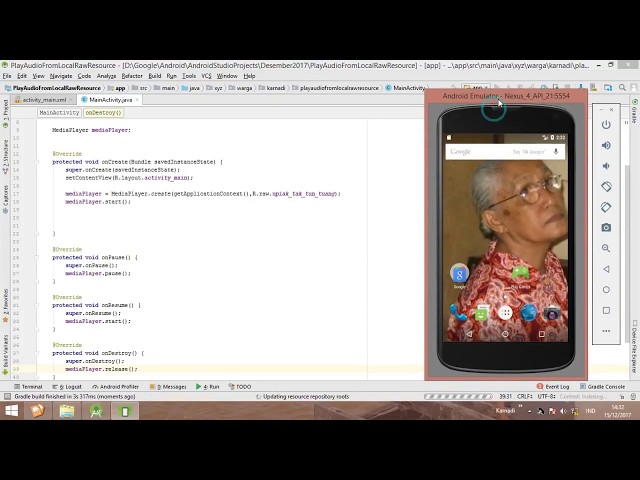 Android MediaPlayer - Play Audio  from Local Raw Resource in Android Studio